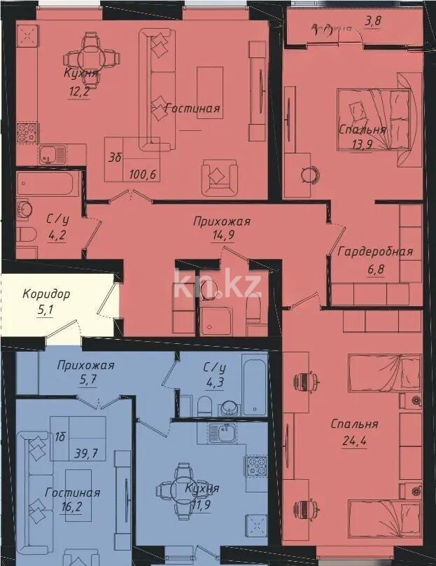 Продажа 3-комнатной квартиры, 90.6 м² в Астане