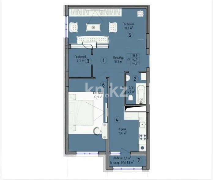 Продажа 2-комнатной квартиры, 67.2 м² - Продажа  двухкомнатных квартир в новостройках Астаны с фото - страница 4 фото 1 из 1