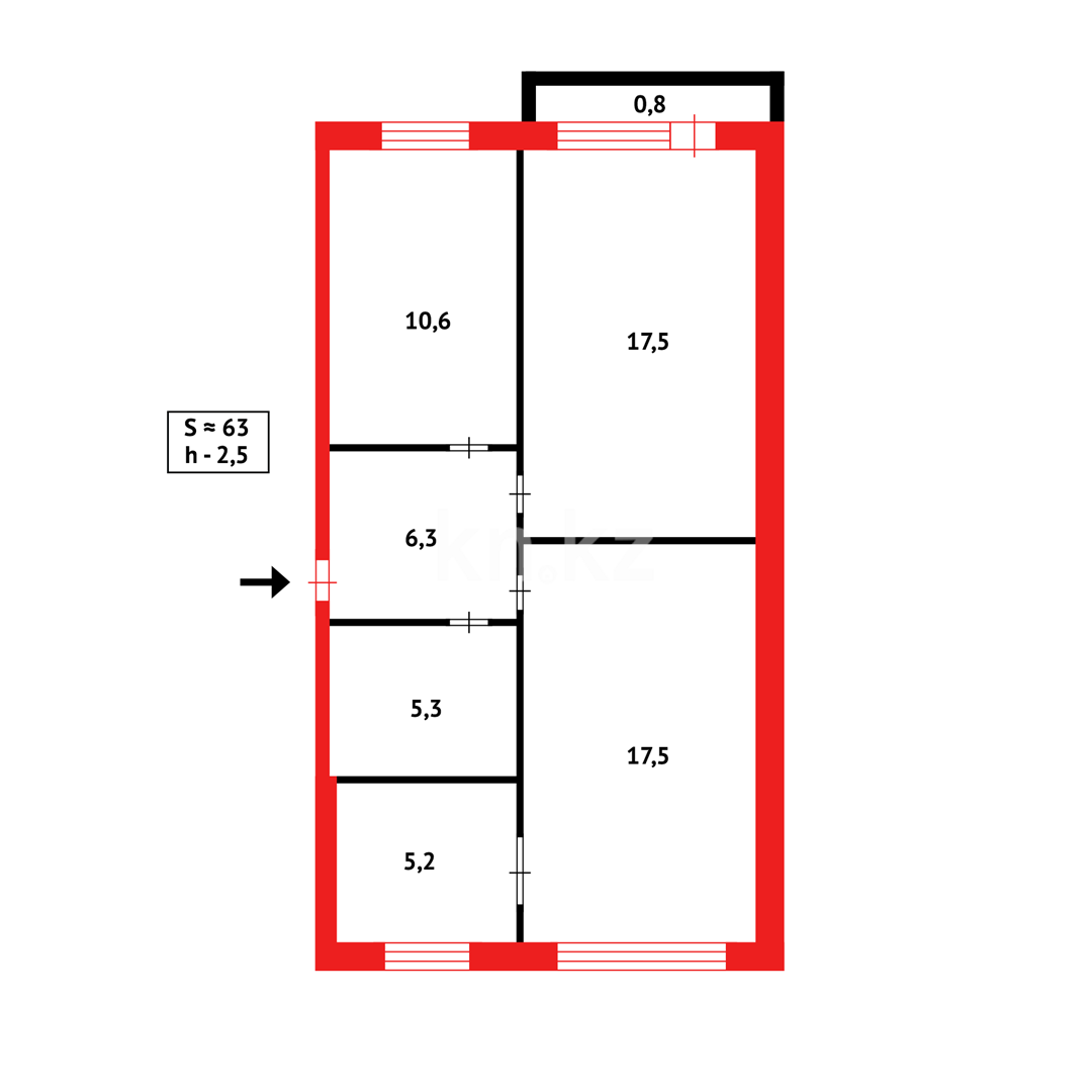 Продажа 3-комнатной квартиры, 61 м², ул. Квартал 4а - Продажа  трехкомнатных квартир в Темиртау фото 9 из 9