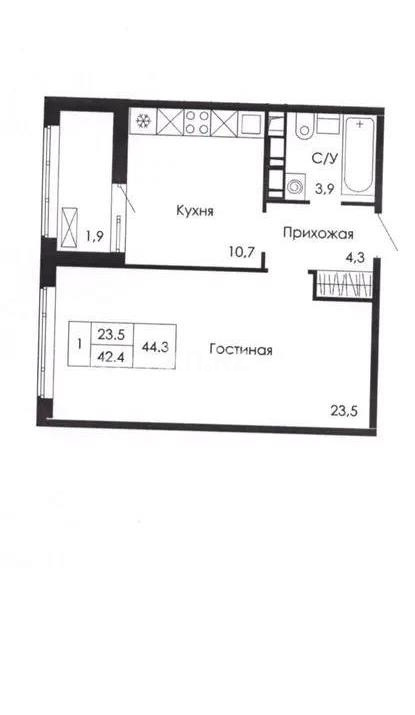 Продажа 1-комнатной квартиры, 44.3 м² в Астане