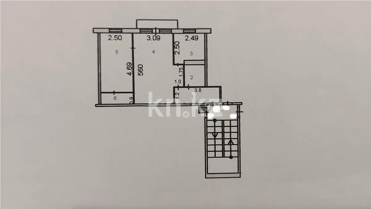 Продажа 2-комнатной квартиры, 46 м², ул. Алиханова, дом  22/3 - Продажа  двухкомнатных квартир в Караганде фото 6 из 6