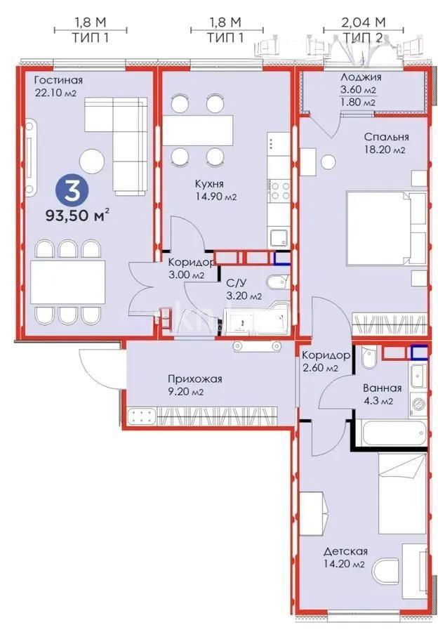 Продажа 3-комнатной квартиры, 91 м² - Продажа трехкомнатных квартир в блочном доме в Астане - страница 4 фото 5 из 5