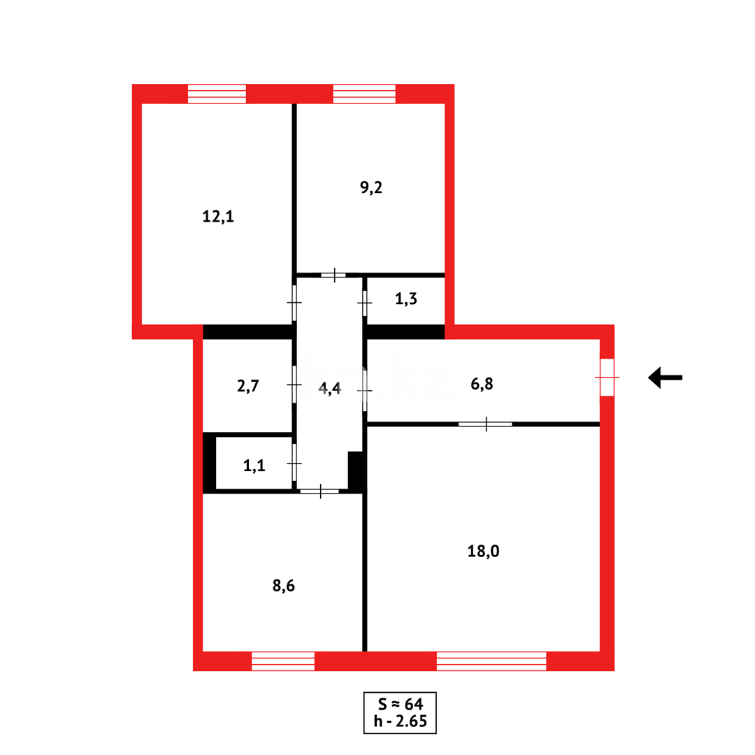Продажа 3-комнатной квартиры, 65 м², мкр-н Орбита-1 в Караганде - фото 15
