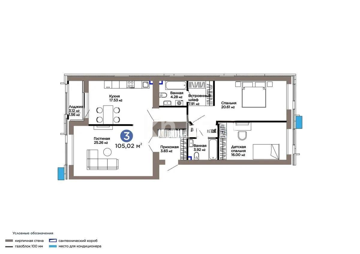 Продажа 3-комнатной квартиры, 105 м², ул. Е-899, дом  5/1 в Астане