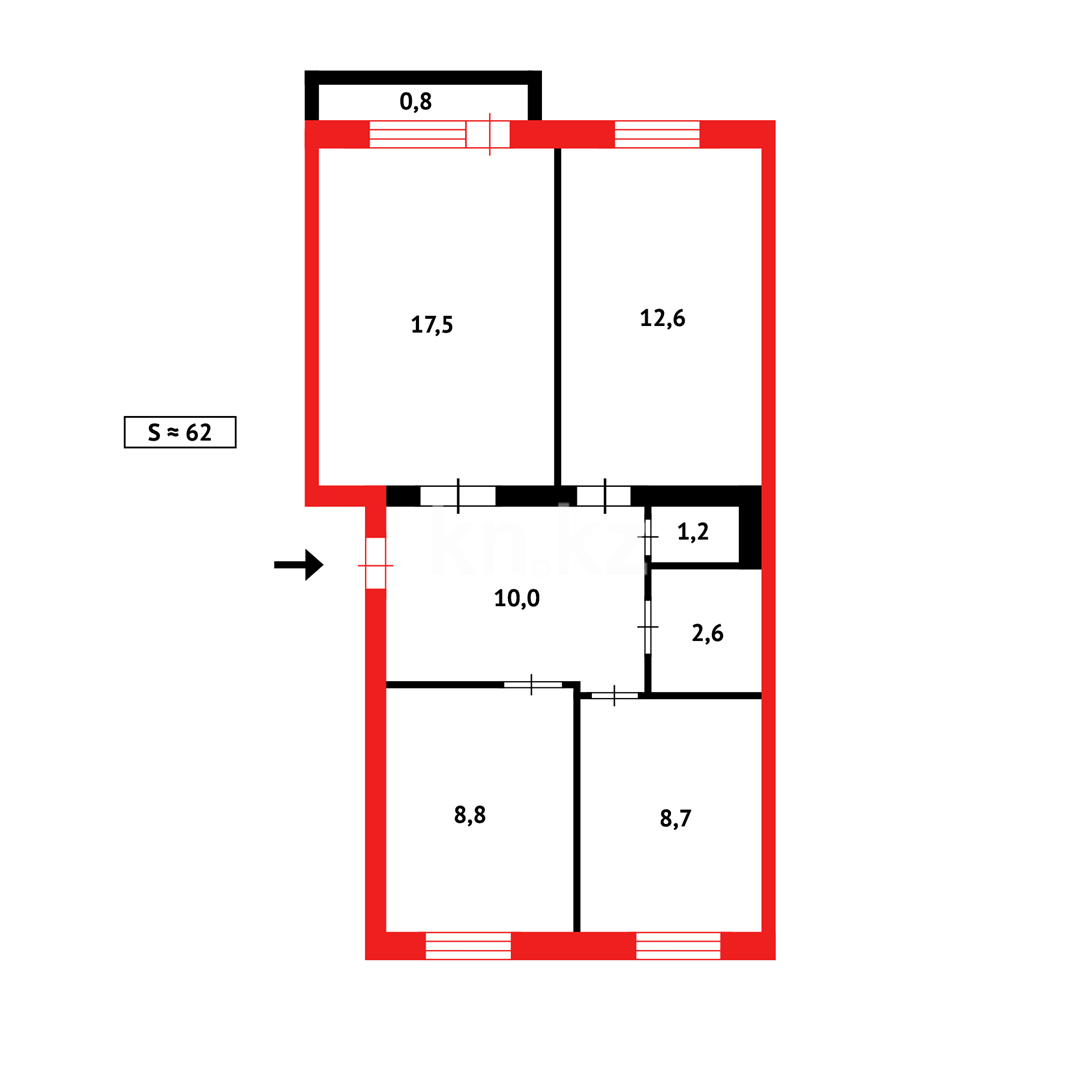 Продажа 3-комнатной квартиры, 63 м², пр. Момышулы - Продажа квартир в Казахстане фото 8 из 8
