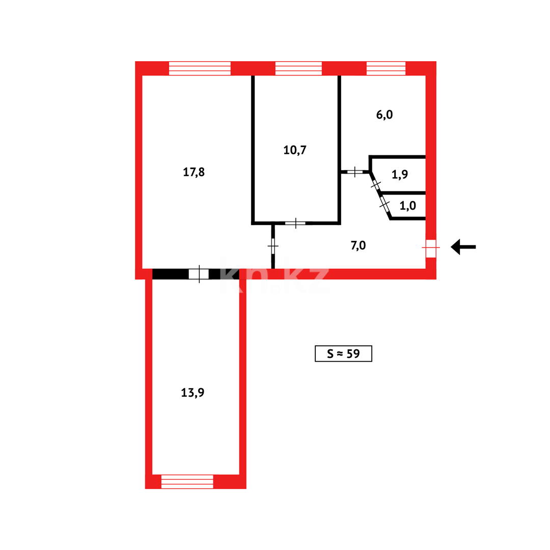 Продажа 3-комнатной квартиры, 59 м² - Продажа трехкомнатных квартир в Городе Караганды фото 12 из 12