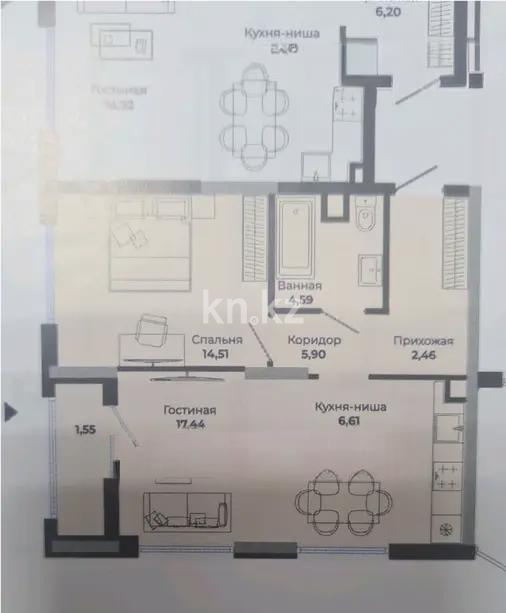 Продажа 2-комнатной квартиры, 53.7 м², ул. Сыганак, дом  28 в Астане
