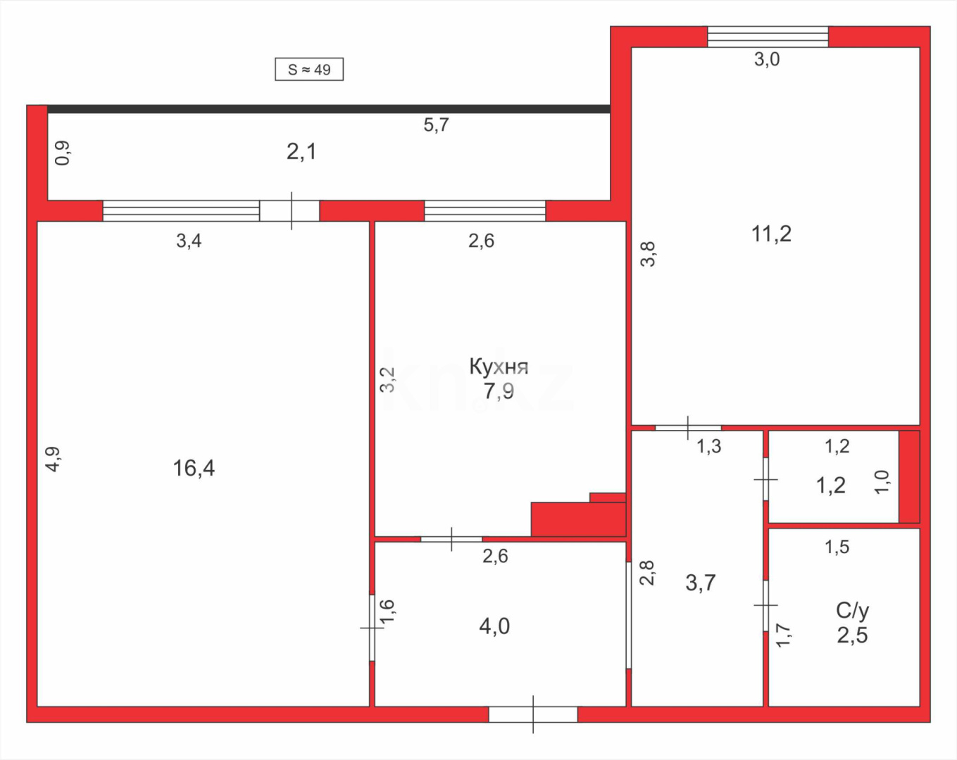Продажа 2-комнатной квартиры, 48 м² в Караганде - фото 18