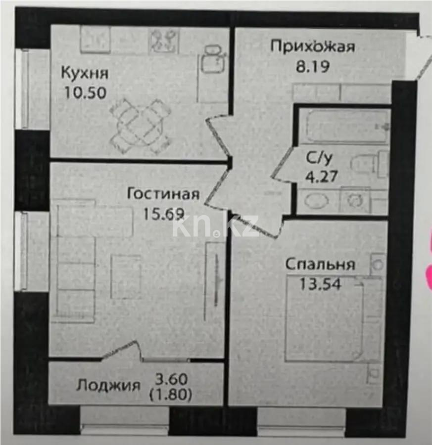 Продажа 2-комнатной квартиры, 54 м², ул. Айтматова, дом  77/7 - Продажа квартир в Астане фото 1 из 1