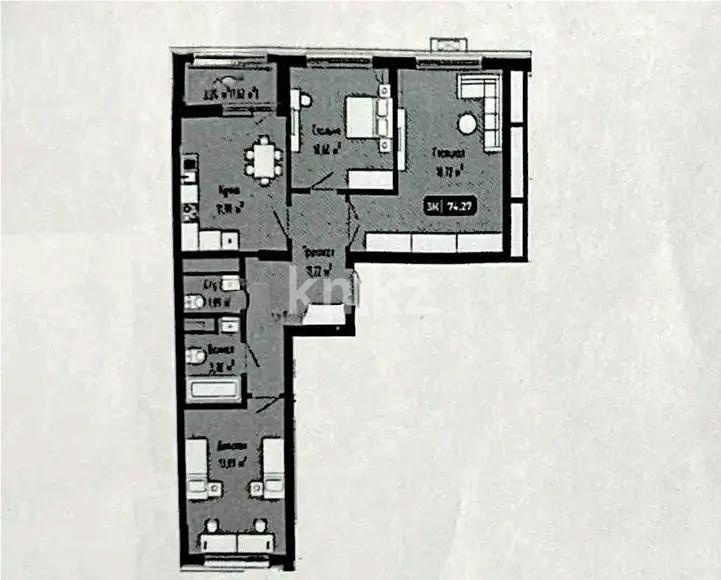 Продажа 3-комнатной квартиры, 77 м² - Продажа трехкомнатных квартир в блочном доме в Астане - страница 5 фото 1 из 1