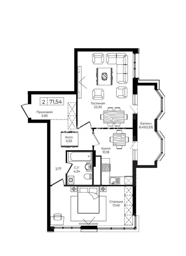 Продажа 2-комнатной квартиры, 72 м², ул. Анет баба, дом  4 - Продажа  двухкомнатных квартир в новостройках Астаны без посредников фото 1 из 1