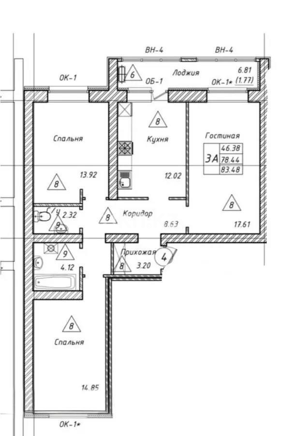 Продажа 3-комнатной квартиры, 80.6 м², ул. Айтматова, дом  33 стр - Продажа квартир в новостройках Астаны без посредников с фото фото 1 из 1