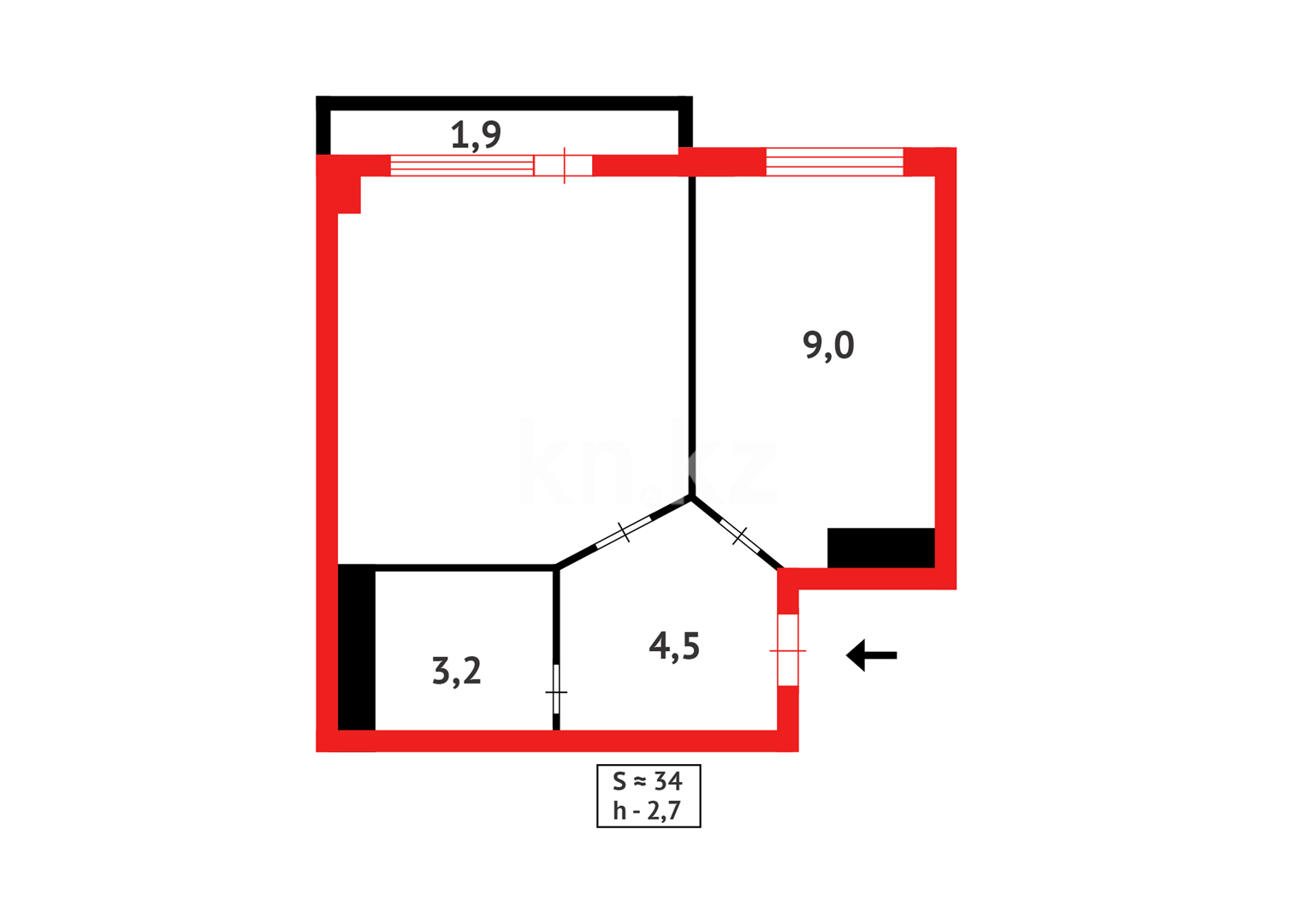 Продажа 1-комнатной квартиры, 34 м² - Продажа домов, коттеджей в Павлодаре фото 7 из 7