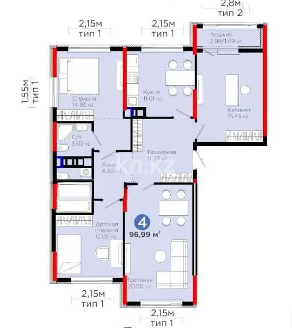 Продажа 4-комнатной квартиры, 97 м² - Продажа недвижимости в Астане - страница 19 фото 1 из 1