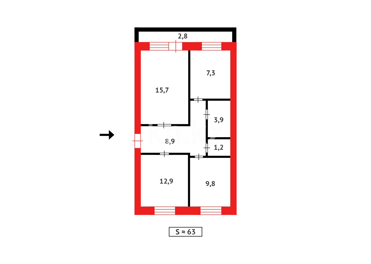 Продажа 3-комнатной квартиры, 62 м² - Продажа квартир в Караганде - страница 54 фото 16 из 16