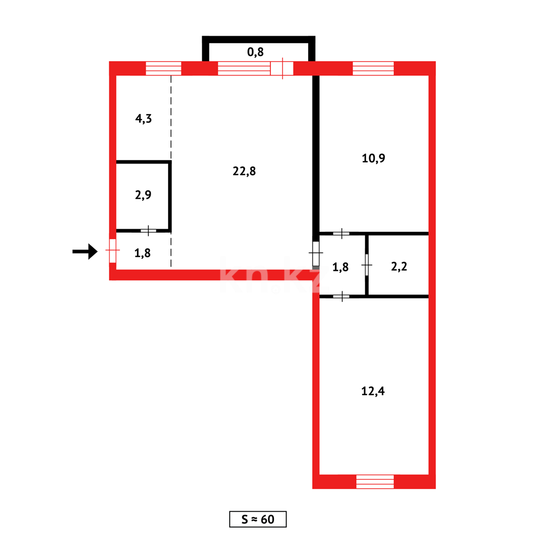 Продажа 4-комнатной квартиры, 59 м², ул. Жамбыла - Продажа квартир в Сарани фото 11 из 11