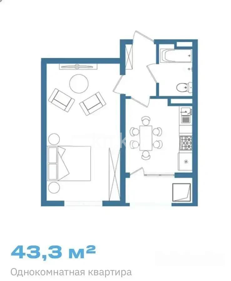 Продажа 1-комнатной квартиры, 43.3 м² в Алматы