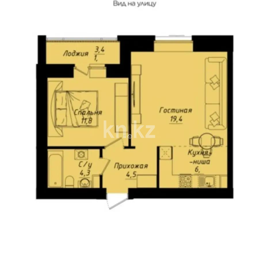 Продажа 2-комнатной квартиры, 47.8 м², ул. Толе би, дом  1 стр - Продажа  двухкомнатных квартир в Астане фото 1 из 1