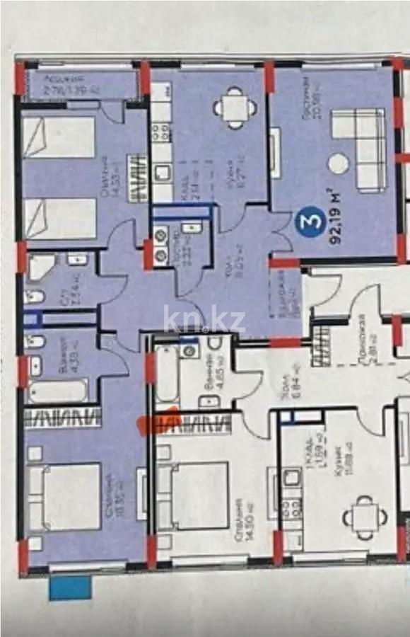 Продажа 3-комнатной квартиры, 92.19 м², ул. Нурмагамбетова, дом  17 стр - Продажа квартир в Астане без посредников фото 1 из 1