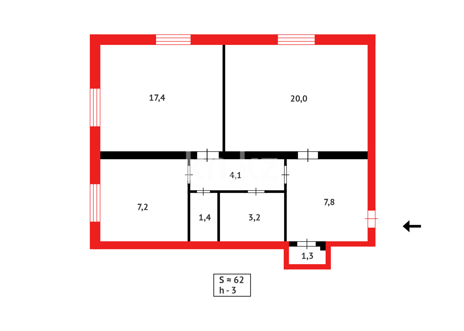 Продажа 2-комнатной квартиры, 62 м² в Караганде - фото 14