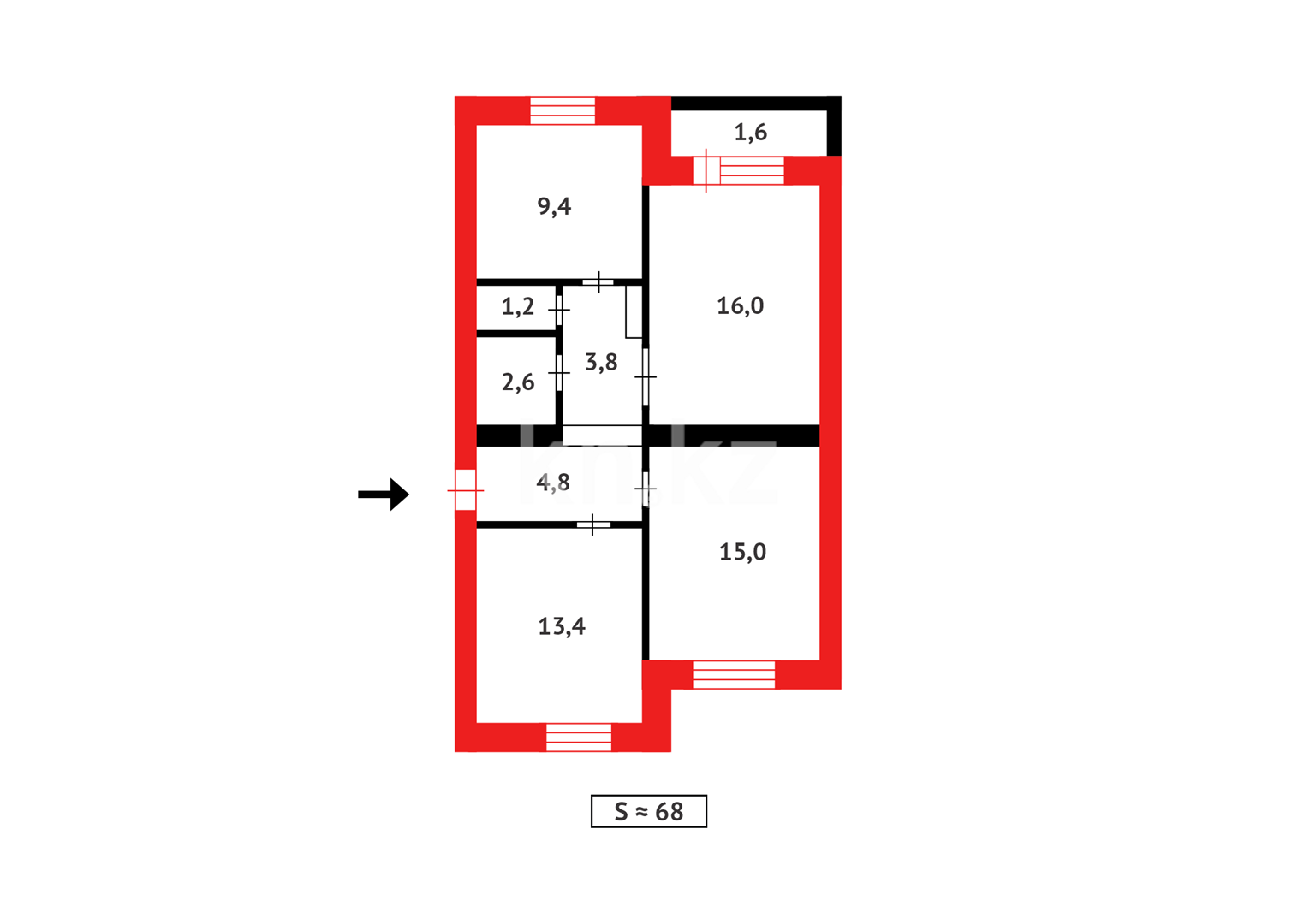 Продажа 3-комнатной квартиры, 68 м², ул. Квартал 4а - Продажа земельных участков в Усть-Каменогорске фото 15 из 15