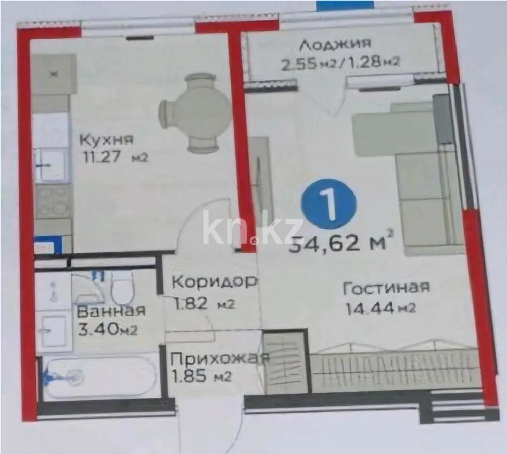 Продажа 1-комнатной квартиры, 35 м² - Продажа однокомнатных квартир в монолитно-каркасном доме в Алматы - страница 4 фото 1 из 1
