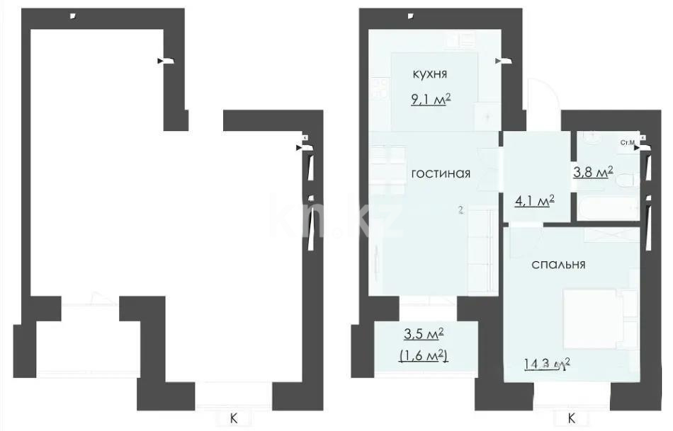 Продажа 2-комнатной квартиры, 48 м², ул. Карбышева, дом  4/3 - Продажа квартир в новостройках Караганды без посредников фото 1 из 1
