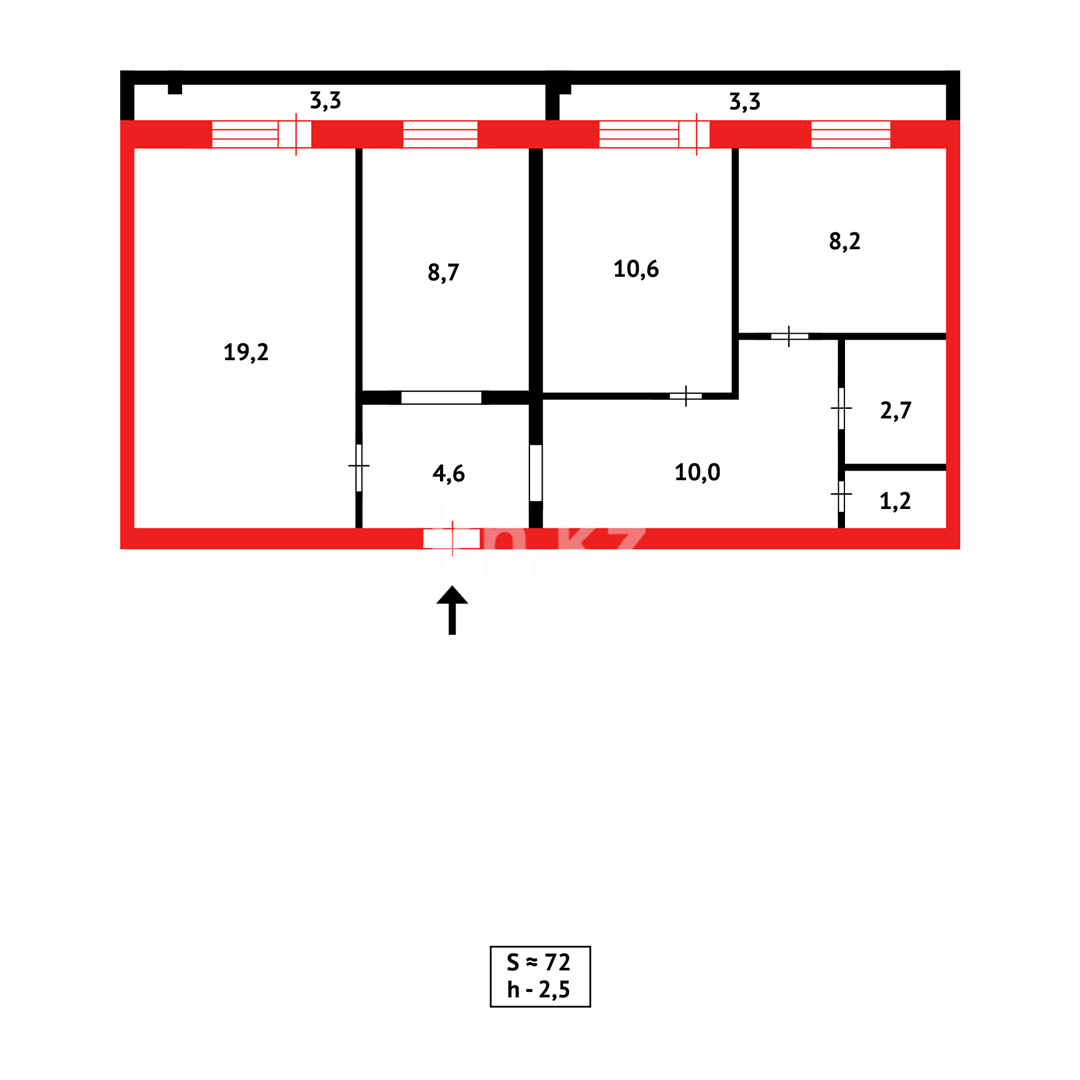 Продажа 3-комнатной квартиры, 71 м², мкр-н Степной-2 - Продажа квартир в Караганде фото 11 из 12