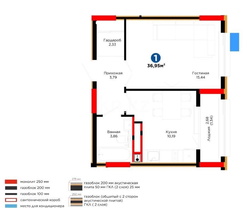 Продажа 1-комнатной квартиры, 37 м² - Недвижимость в Казахстане - страница 16 фото 2 из 2