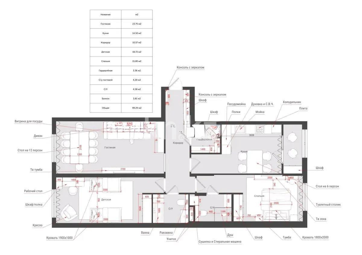 Продажа 3-комнатной квартиры, 99 м², ул. Бухар жырау, дом  12/2 в Астане