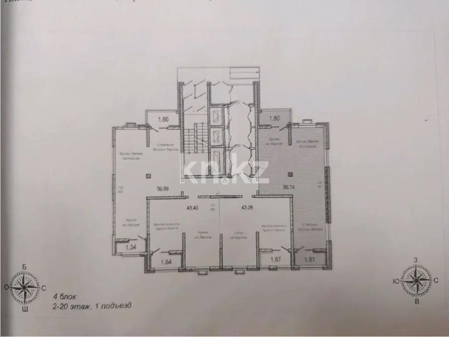 Продажа 2-комнатной квартиры, 66.74 м², ул. Жургенова, дом  19 - Продажа  двухкомнатных квартир в новостройках Астаны фото 1 из 1