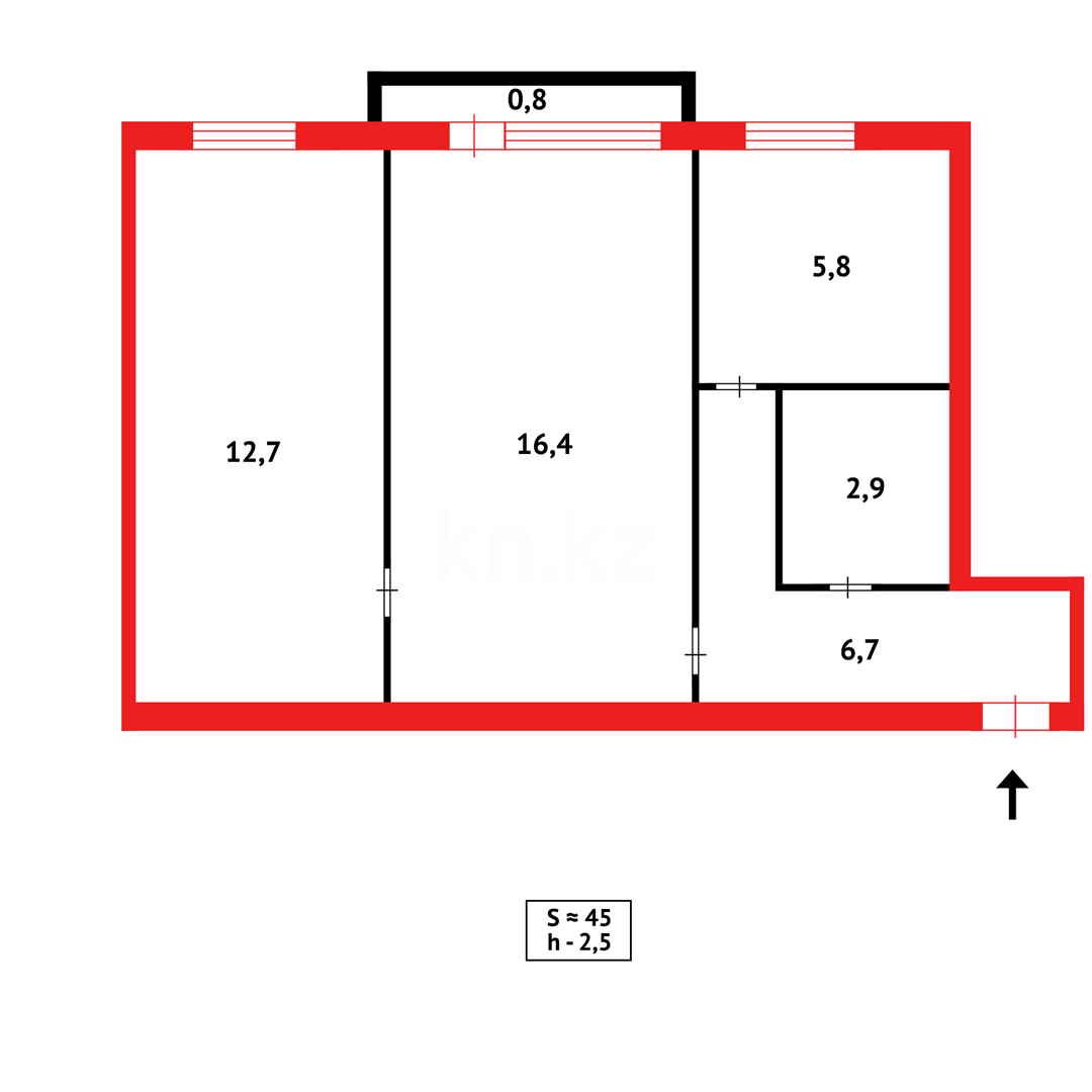 Продажа 2-комнатной квартиры, 45 м², пр. Н. Абдирова в Караганде - фото 9