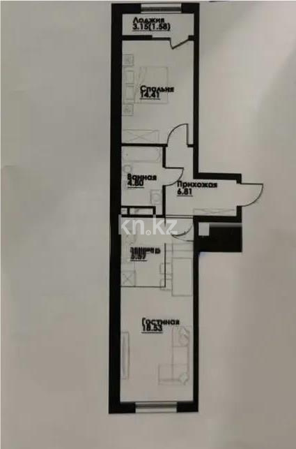 Продажа 2-комнатной квартиры, 51.5 м² в Алматы