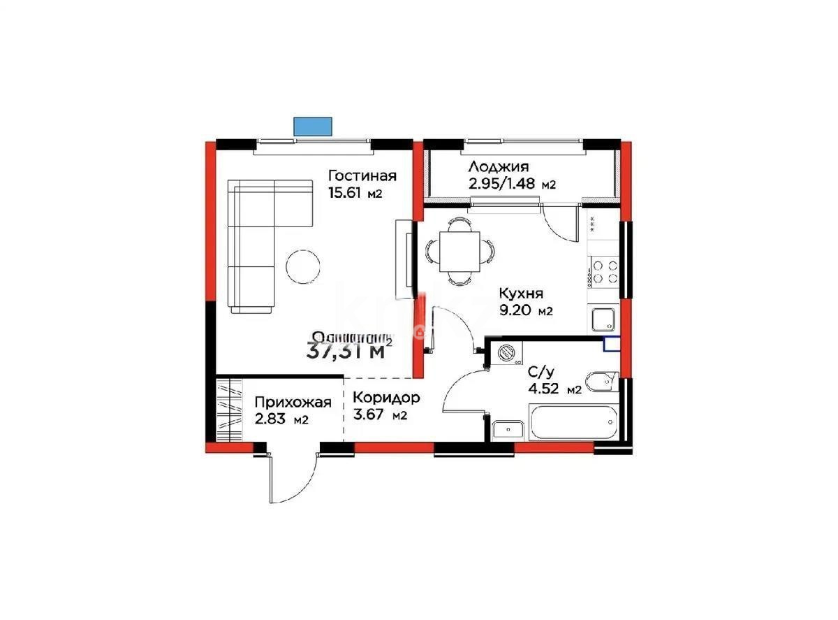 Продажа 1-комнатной квартиры, 37.3 м² - Продажа однокомнатных квартир от собственников в Казахстане - страница 3 фото 1 из 1
