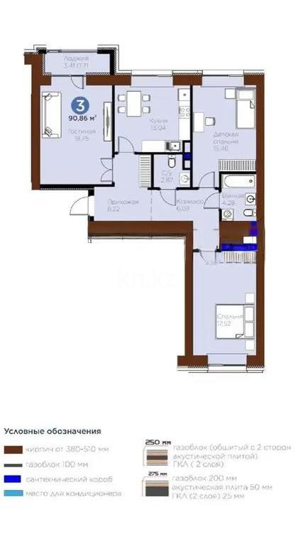 Продажа 3-комнатной квартиры, 91 м² - Продажа трехкомнатных квартир в Астане фото 1 из 1