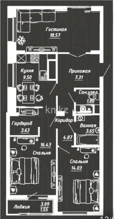 Продажа 3-комнатной квартиры, 82 м², ул. Нажимеденова, дом  5/1 - Продажа квартир в новостройках Астаны фото 5 из 5