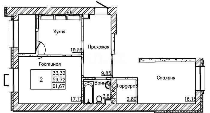Продажа 2-комнатной квартиры, 64 м² - Продажа двухкомнатных квартир в Астане - страница 107 фото 3 из 3