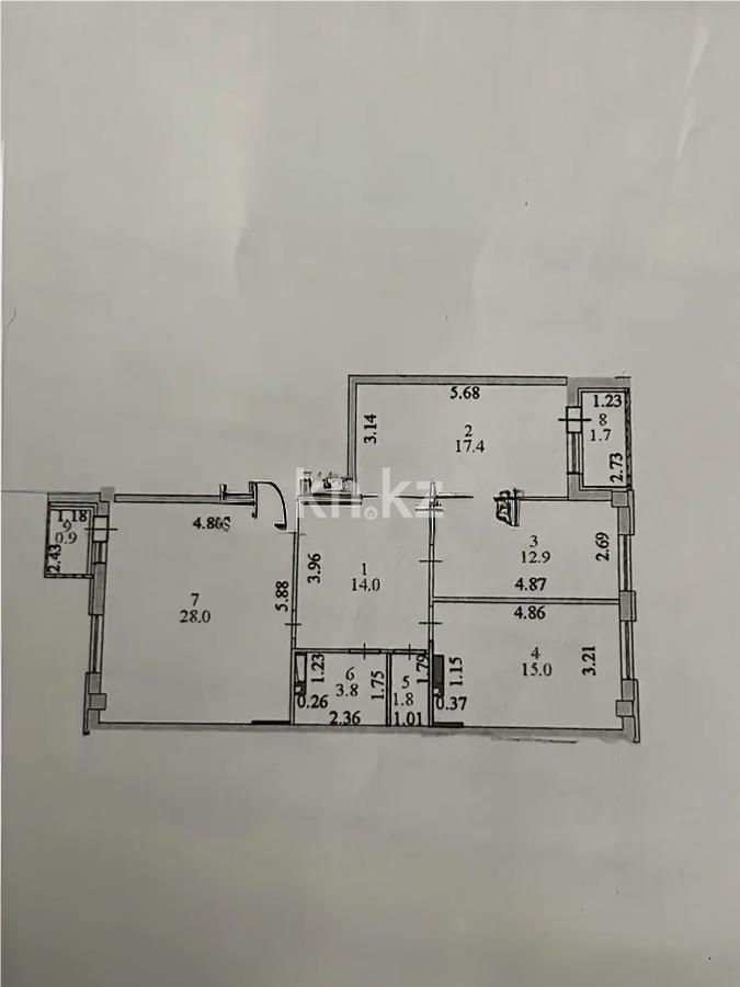 Продажа 3-комнатной квартиры, 95.5 м² - Продажа трехкомнатных квартир в блочном доме в Казахстане фото 2 из 2