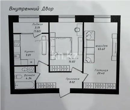 Продажа 2-комнатной квартиры, 60.59 м² в Астане - фото 4