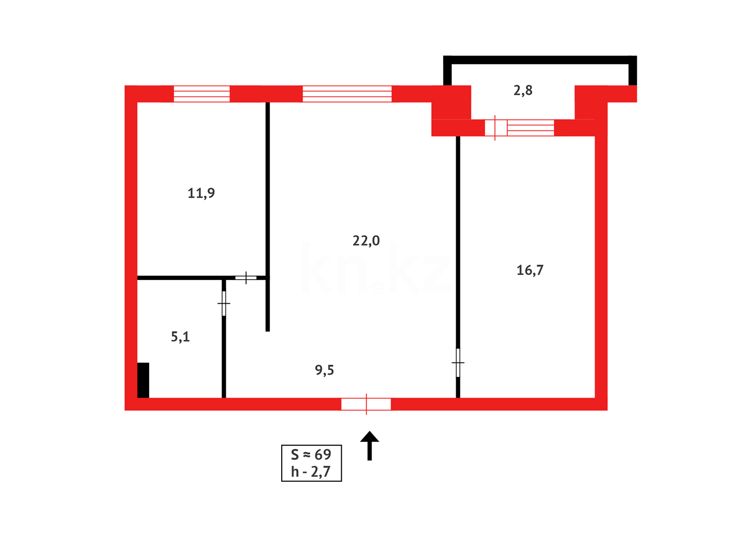 Продажа 2-комнатной квартиры, 68.5 м², ул. Петрова - Продажа квартир в Астане фото 9 из 9