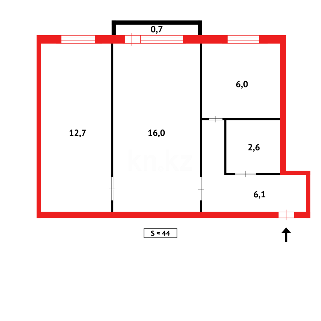 Продажа 2-комнатной квартиры, 44 м², пр. Назарбаева, дом  27 - Продажа квартир в Караганде фото 12 из 12