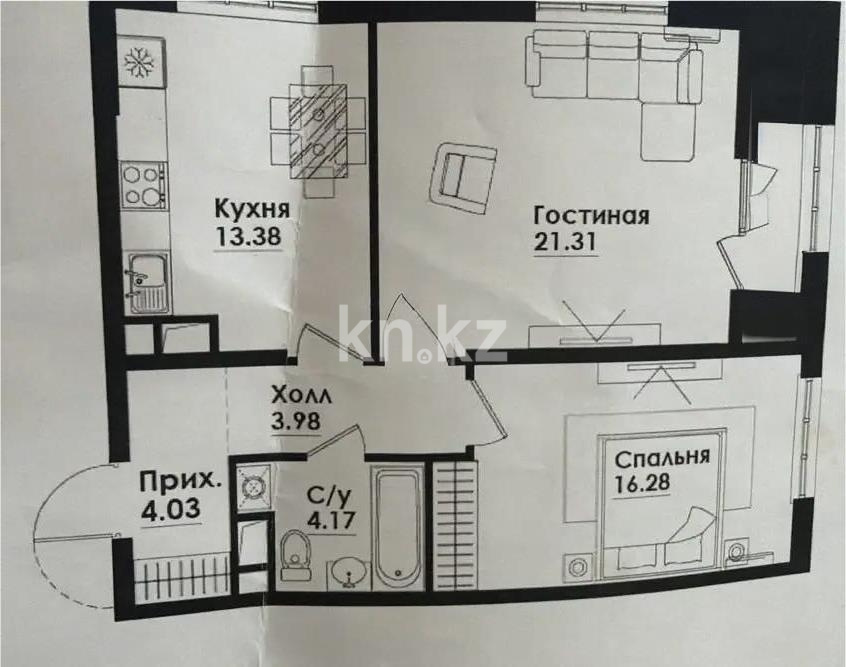 Продажа 2-комнатной квартиры, 65 м² в Алматы