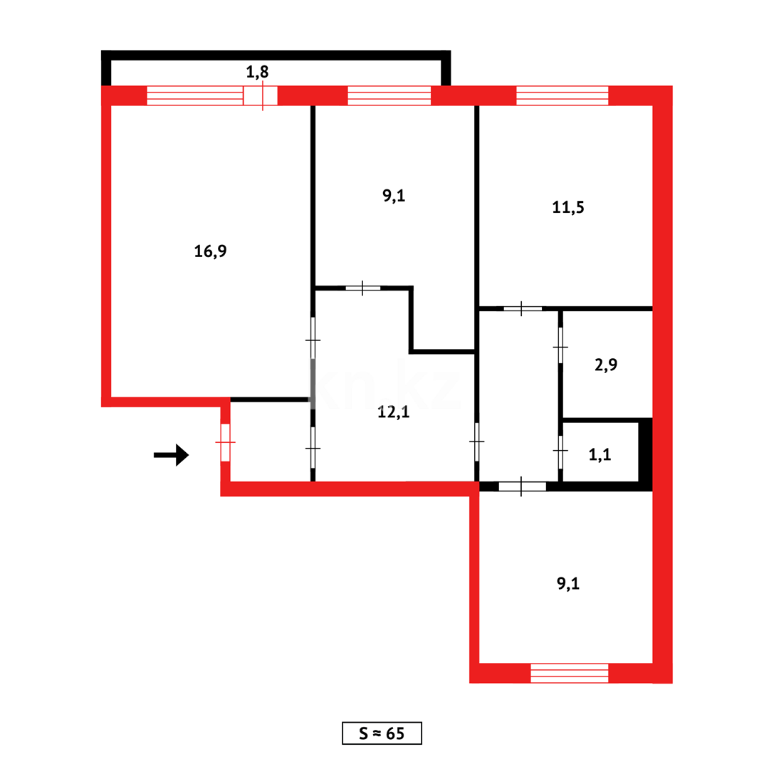 Продажа 3-комнатной квартиры, 68 м² в Караганде - фото 10