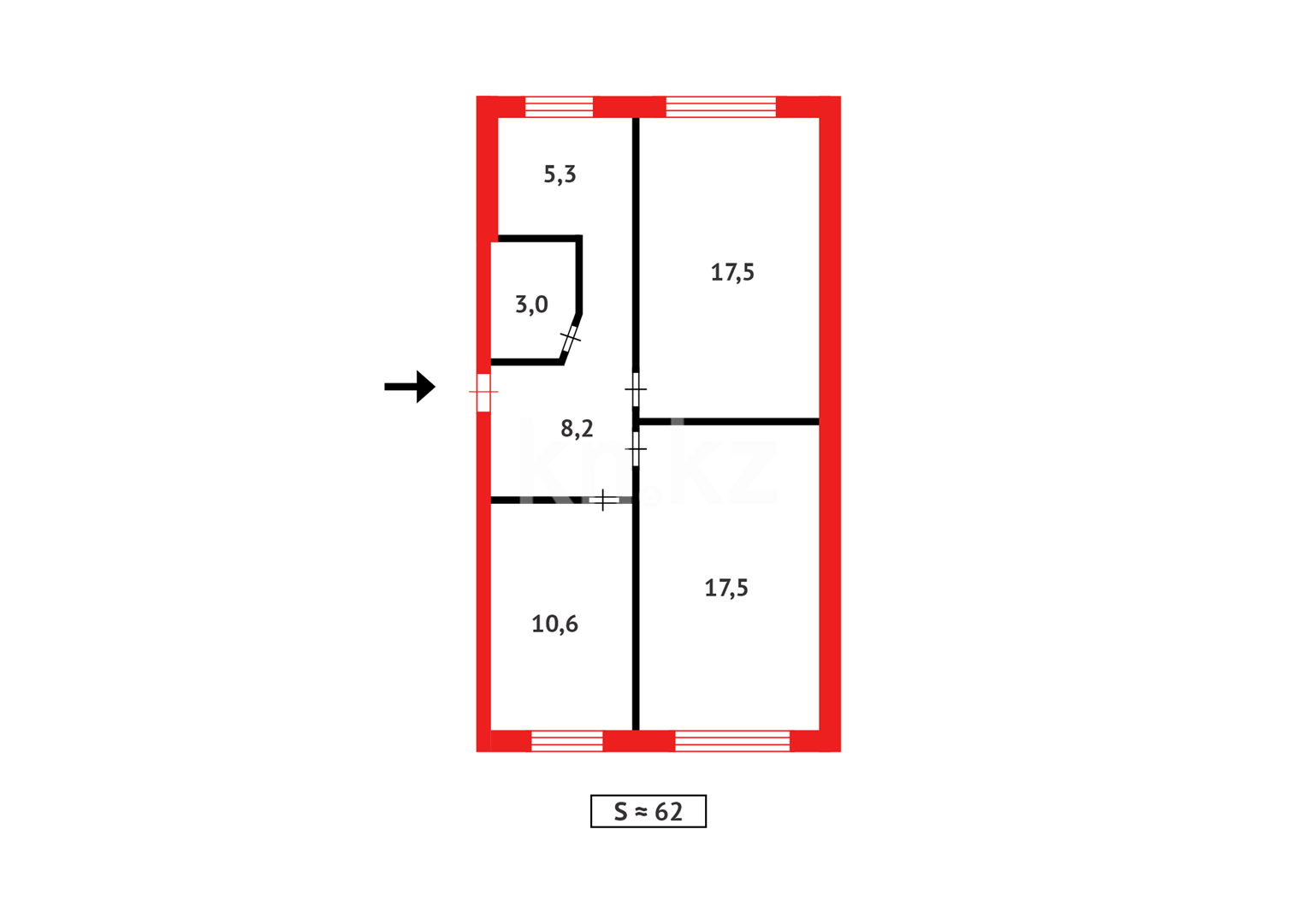 Продажа 3-комнатной квартиры, 62 м², мкр-н Горка Дружбы, дом  29 в Темиртау - фото 12