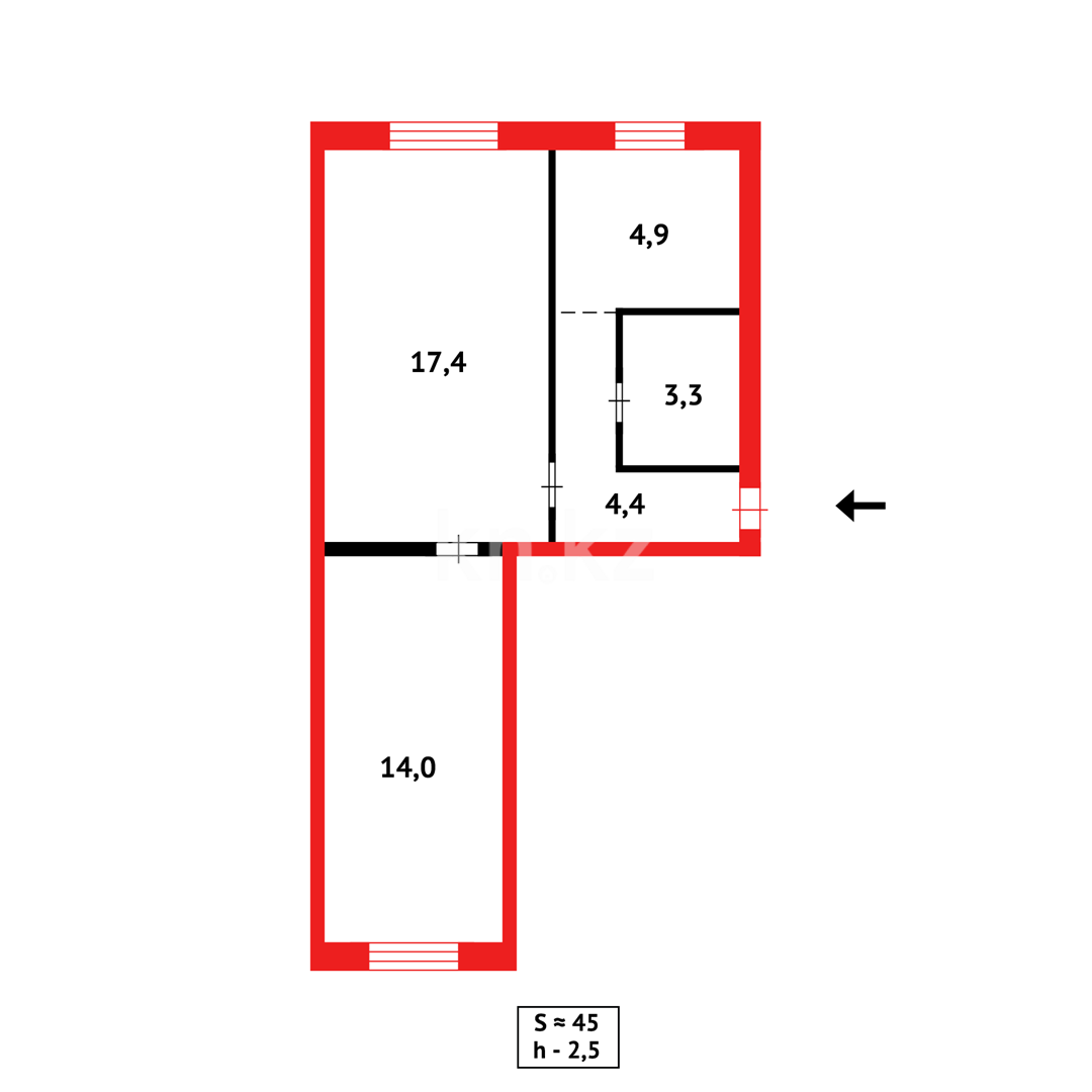 Продажа 2-комнатной квартиры, 45 м² в Караганде - фото 5