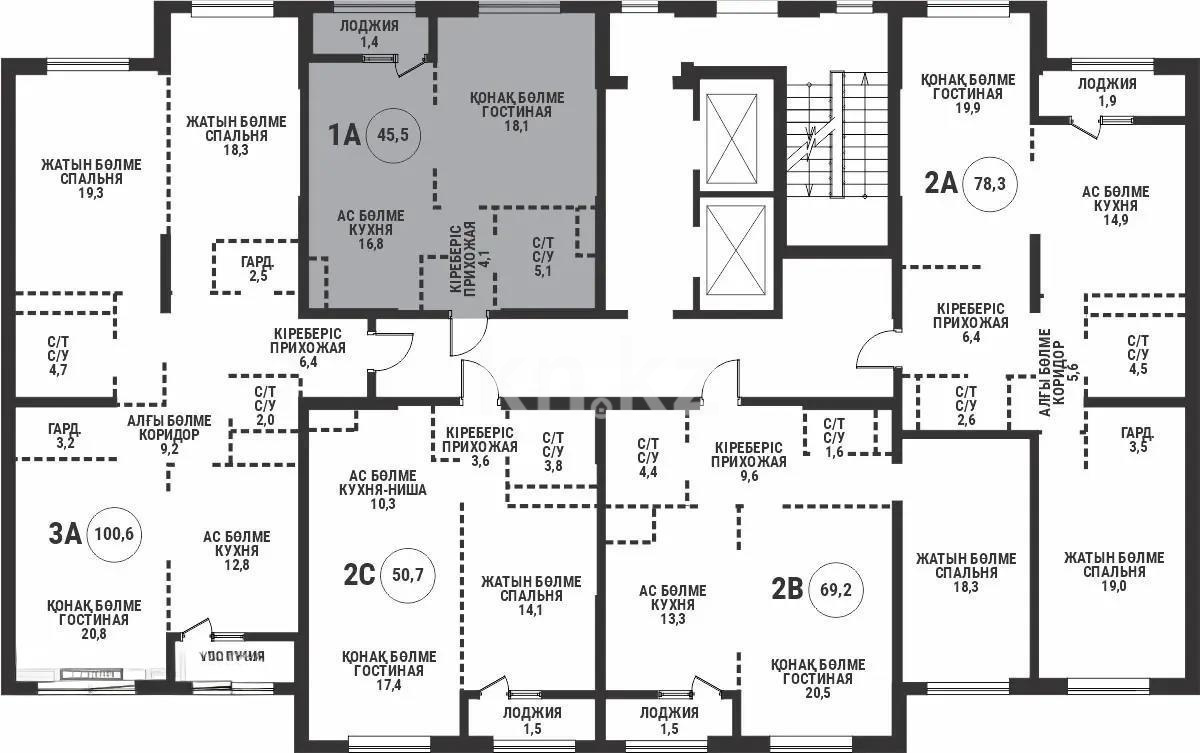 Продажа 2-комнатной квартиры, 45.5 м² в Алматы
