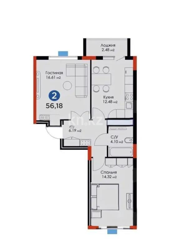 Продажа 2-комнатной квартиры, 57 м² - Продажа квартир в р-не Есиль Астаны - страница 6 фото 4 из 4