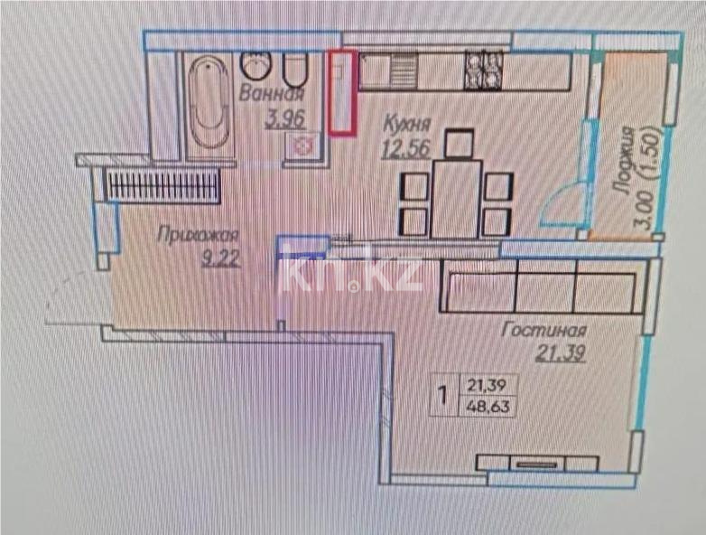Продажа 2-комнатной квартиры, 50 м², пр. Туран, дом  39а в Астане