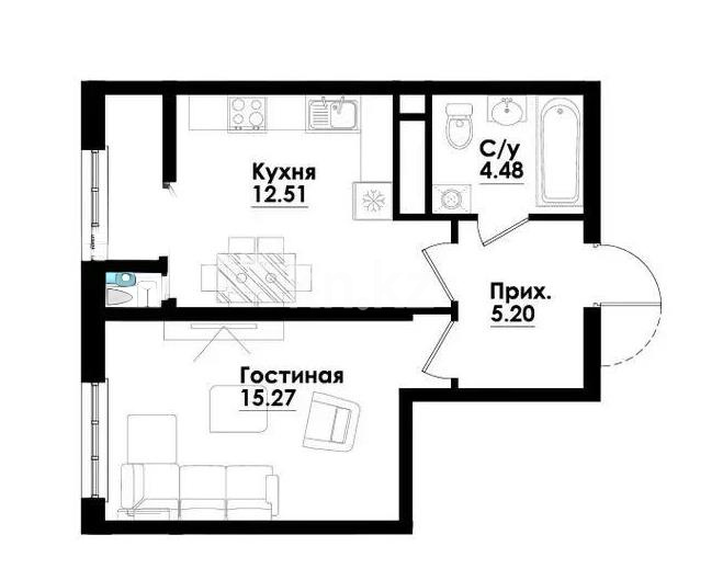 Продажа 1-комнатной квартиры, 38 м² - Продажа  однокомнатных квартир в новостройках Алматы - страница 65 фото 5 из 5