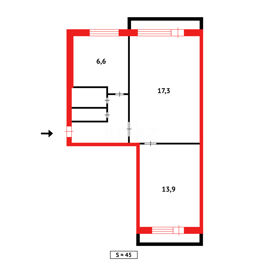 Продажа 2-комнатной квартиры, 45 м² - Продажа двухкомнатных квартир в Казахстане - страница 183 фото 6 из 6